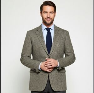 Barrington Mens Tweed 100% Silk Sport Coat Blazer Old Money Academia Beige 44 R